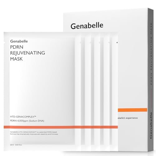 Genabelle PDRN Rejuvenating Mask Sheet - Lightweight Glass Skin & Toning Mask with PDRN, Niacinamide, Hyaluronic Acid - Deeply Hydrate, Cool, and Visibly Plump Skin - 5 Sheets Avelisse