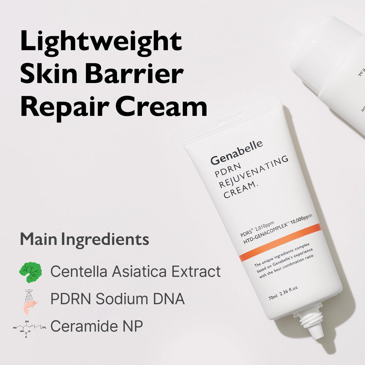 Genabelle PDRN Rejuvenating Cream – 1,000ppm PDRN Salmon DNA & Patented HTD-GENACOMPLEX for Skin Elasticity, Glass Skin – Ceramide & Tripeptide-1 Face Moisturizer – 2.36 fl.oz (70ml) Avelisse