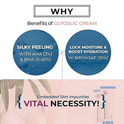 A'PIEU Glycolic Acid Cream 1.69 fl oz - AHA BHA Exfoliating Moisturizer with Glycolic & Salicylic Acid | Hydrating Daily Peeling Gel Cream for Smooth and Clear Skin