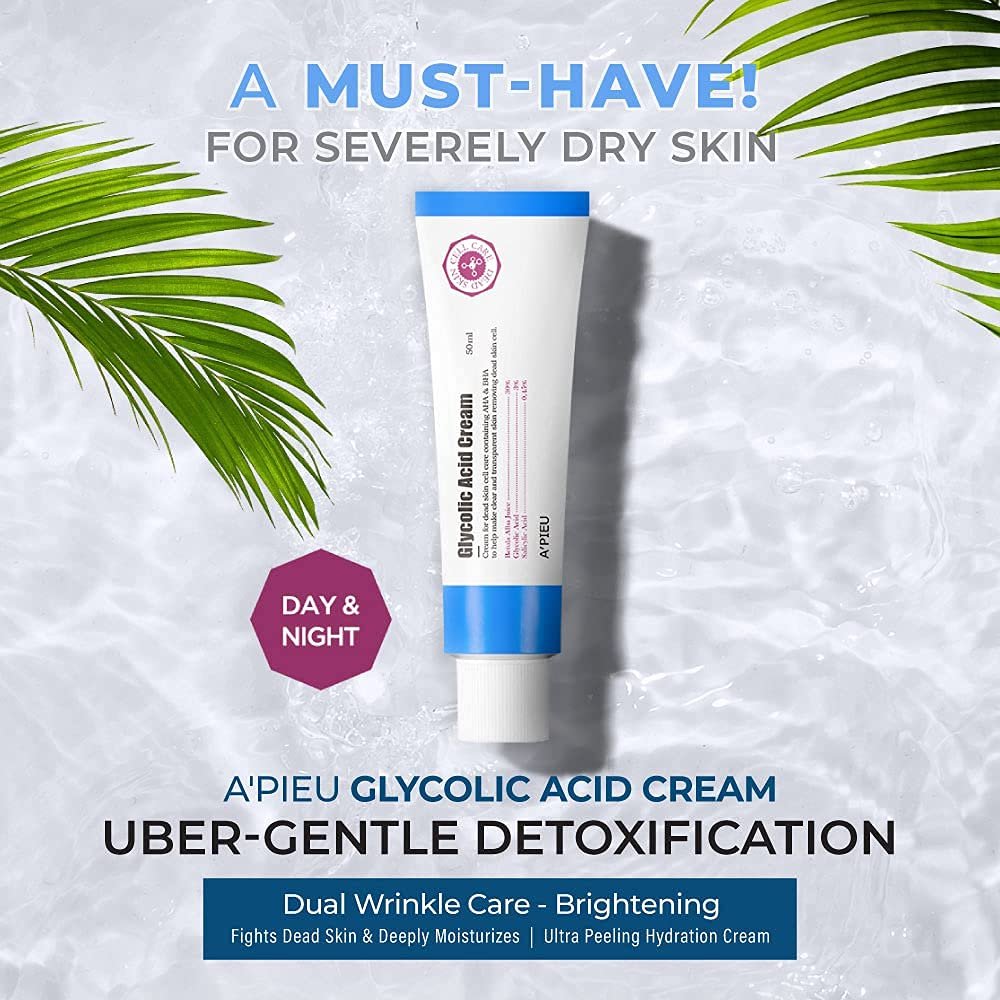 A'PIEU Glycolic Acid Cream 1.69 fl oz - AHA BHA Exfoliating Moisturizer with Glycolic & Salicylic Acid | Hydrating Daily Peeling Gel Cream for Smooth and Clear Skin - görsel 3