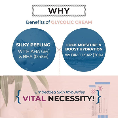 A'PIEU Glycolic Acid Cream 1.69 fl oz - AHA BHA Exfoliating Moisturizer with Glycolic & Salicylic Acid | Hydrating Daily Peeling Gel Cream for Smooth and Clear Skin
