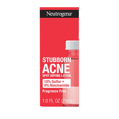 Neutrogena Stubborn Acne Spot Drying Lotion - 10% Sulfur & 4% Niacinamide, Fragrance-Free, 1.0 fl. oz