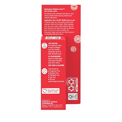 Neutrogena Stubborn Acne Spot Drying Lotion - 10% Sulfur & 4% Niacinamide, Fragrance-Free, 1.0 fl. oz - görsel 18