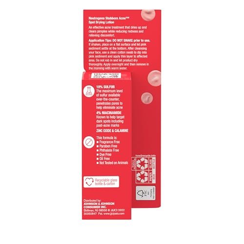 Neutrogena Stubborn Acne Spot Drying Lotion - 10% Sulfur & 4% Niacinamide, Fragrance-Free, 1.0 fl. oz - görsel 12