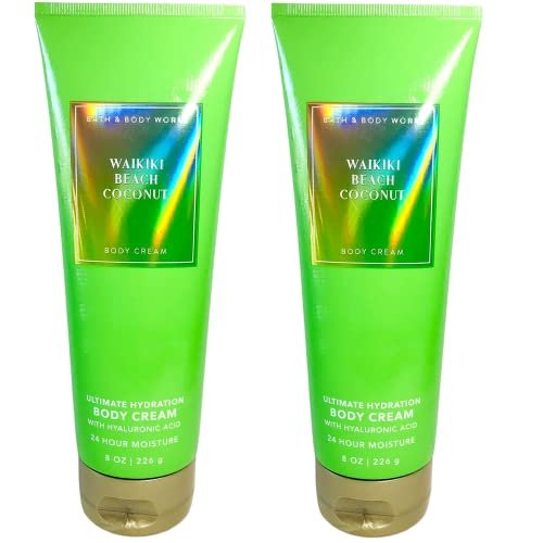 Bath & Body Works Waikiki Beach Coconut Body Cream Gift Set - 2 Pack of 8 oz Avelisse
