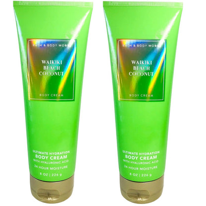Bath & Body Works Waikiki Beach Coconut Body Cream Gift Set - 2 Pack of 8 oz Avelisse