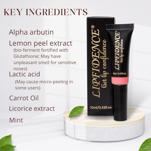 Lipfidence Lip Cream for Dark Lips - Alpha Arbutin & Licorice Extract for Uneven Lip Tone, Scented Mint, 10ml/0.33fl.oz Avelisse
