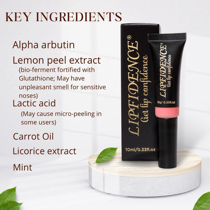 Lipfidence Lip Cream for Dark Lips - Alpha Arbutin & Licorice Extract for Uneven Lip Tone, Scented Mint, 10ml/0.33fl.oz Avelisse
