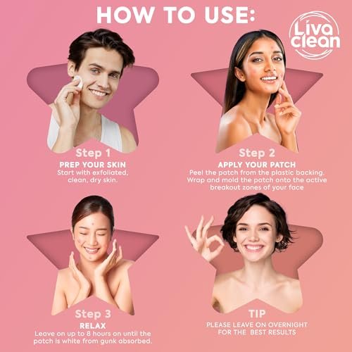 Livaclean 240 Star Pimple Patches for Face - Clear & Pink Cute Acne Patches with Salicylic Acid, Tea Tree Oil & Hydrocolloid - Zit Stickers for Day & Night Use - görsel 5