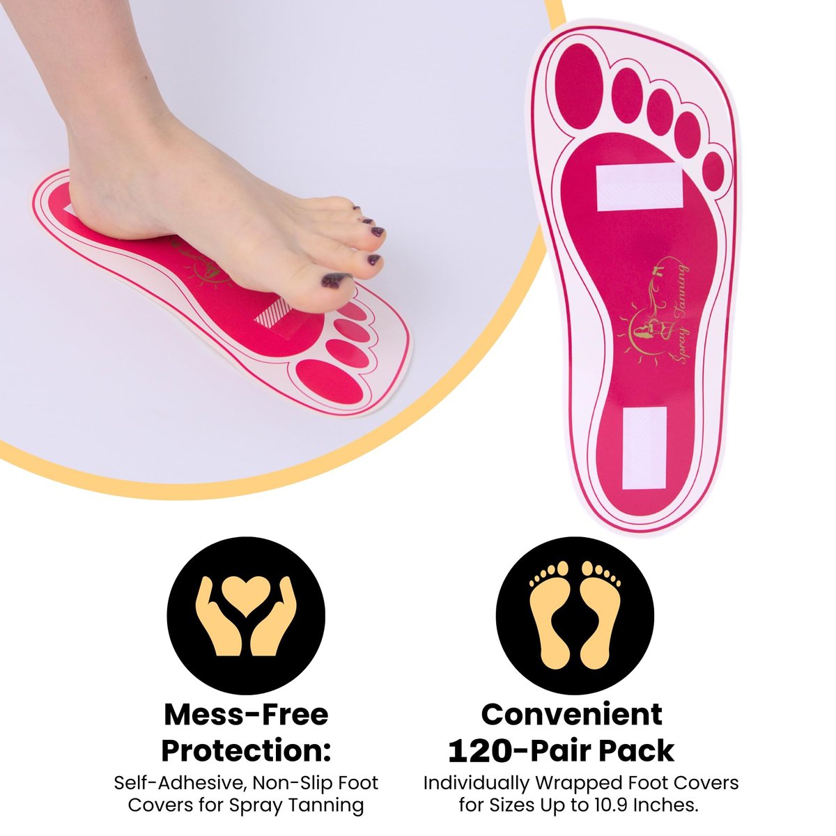 120 Pairs (240 Feet) Disposable Stick Spray Tanning Feet Pads - Deluxe & Hygienic for Salons, Spas, or Home Use Avelisse