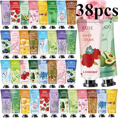 Sakose 38 Pack Hand Cream Gifts Set - Natural Plant Fragrance Hand Lotion Travel Size for Dry Cracked Hands - Mothers Day, Thank You, Nurses Week, Bridesmaid Gifts for Women