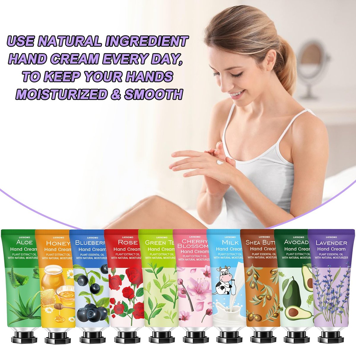 Sakose 38 Pack Hand Cream Gifts Set - Natural Plant Fragrance Hand Lotion Travel Size for Dry Cracked Hands - Mothers Day, Thank You, Nurses Week, Bridesmaid Gifts for Women - görsel 7