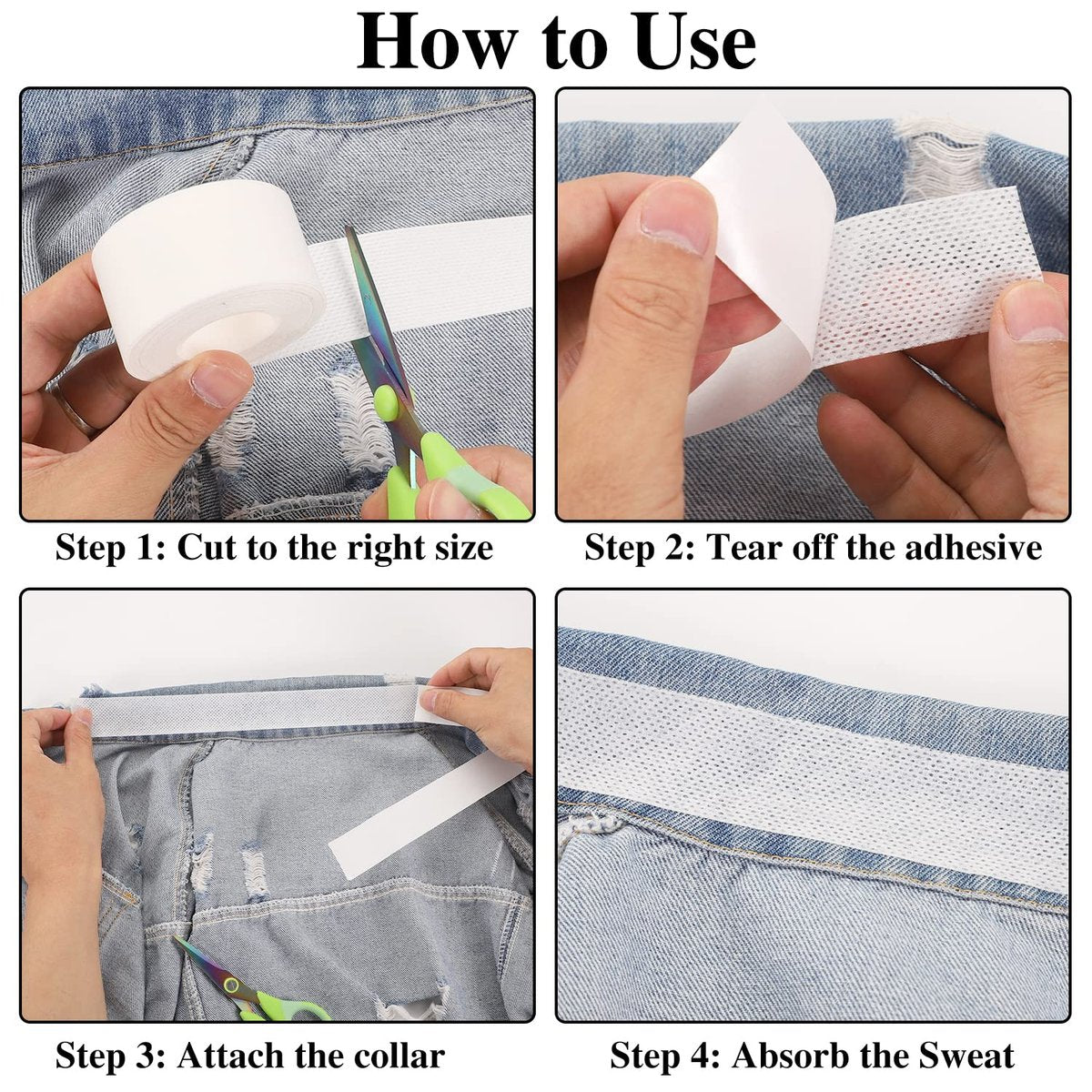 Disposable Collar Protector Sweat Pads - Self-Adhesive Collar Stays, Comfortable Neck Tapes to Prevent Sweat Stains (2 Rolls) - görsel 9