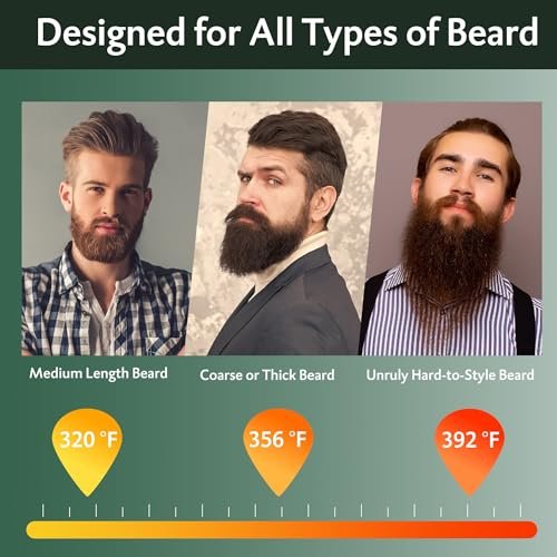 Cordless Beard Straightener Brush for Men - Portable Heated Comb with Anti-Scald & Ionic Technology, 3 Temperature Settings for Home & Travel (Black) Avelisse