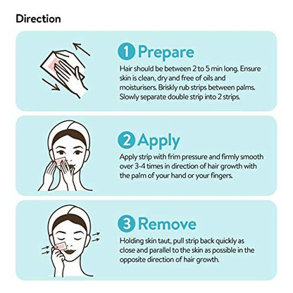 GleeBee Wax Strips 60 Count - Hair Removal Kit for Body & Face, 40 Body Strips + 20 Facial Strips