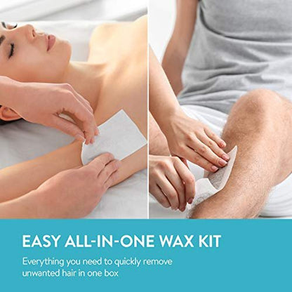 GleeBee Wax Strips 60 Count - Hair Removal Kit for Body & Face, 40 Body Strips + 20 Facial Strips