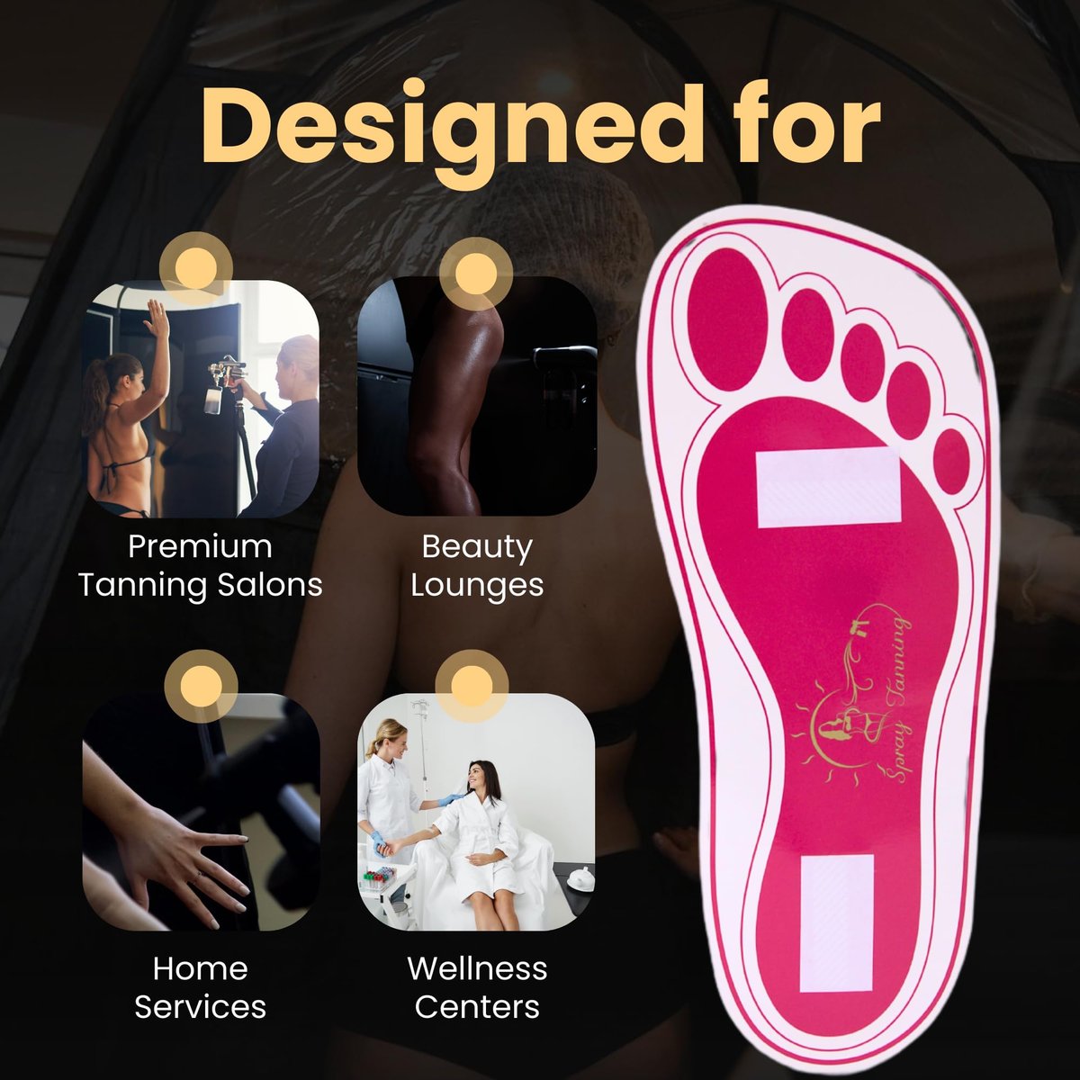 Disposable Stick Spray Tan Feet Pads - 25 Pairs (50 Feet) for Salons, Spas & Home Use | HeeStar Avelisse