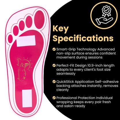 Disposable Stick Spray Tan Feet Pads - 25 Pairs (50 Feet) for Salons, Spas & Home Use | HeeStar Avelisse