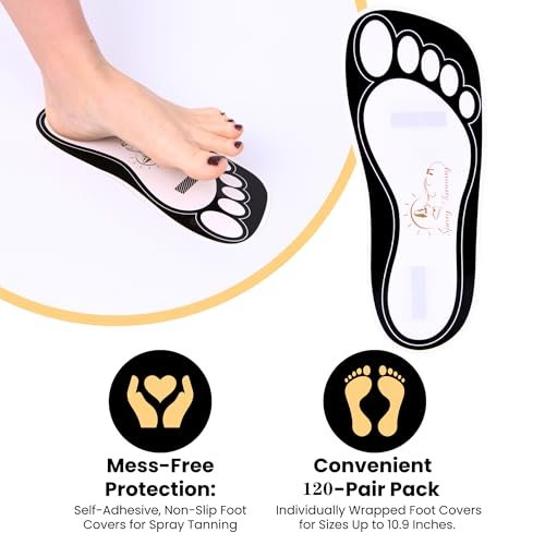 Disposable Black Tanning Feet Pads – 120 Pairs (240 Feet) for Sunless Airbrush Spray Tan Protection Avelisse