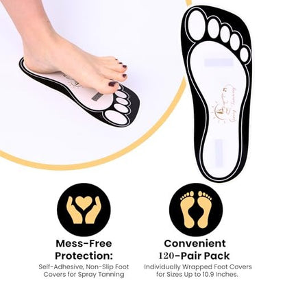 Disposable Black Tanning Feet Pads – 120 Pairs (240 Feet) for Sunless Airbrush Spray Tan Protection Avelisse