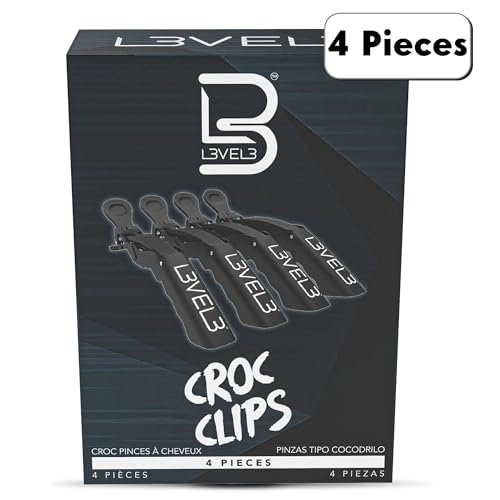 L3 Level 3 Croc Hair Clips - 4 Pack Black Plastic Hair Clip Set for Styling - görsel 14