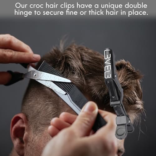 L3 Level 3 Croc Hair Clips - 4 Pack Black Plastic Hair Clip Set for Styling - görsel 6