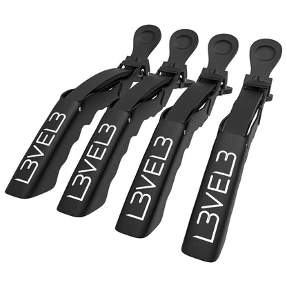 L3 Level 3 Croc Hair Clips - 4 Pack Black Plastic Hair Clip Set for Styling