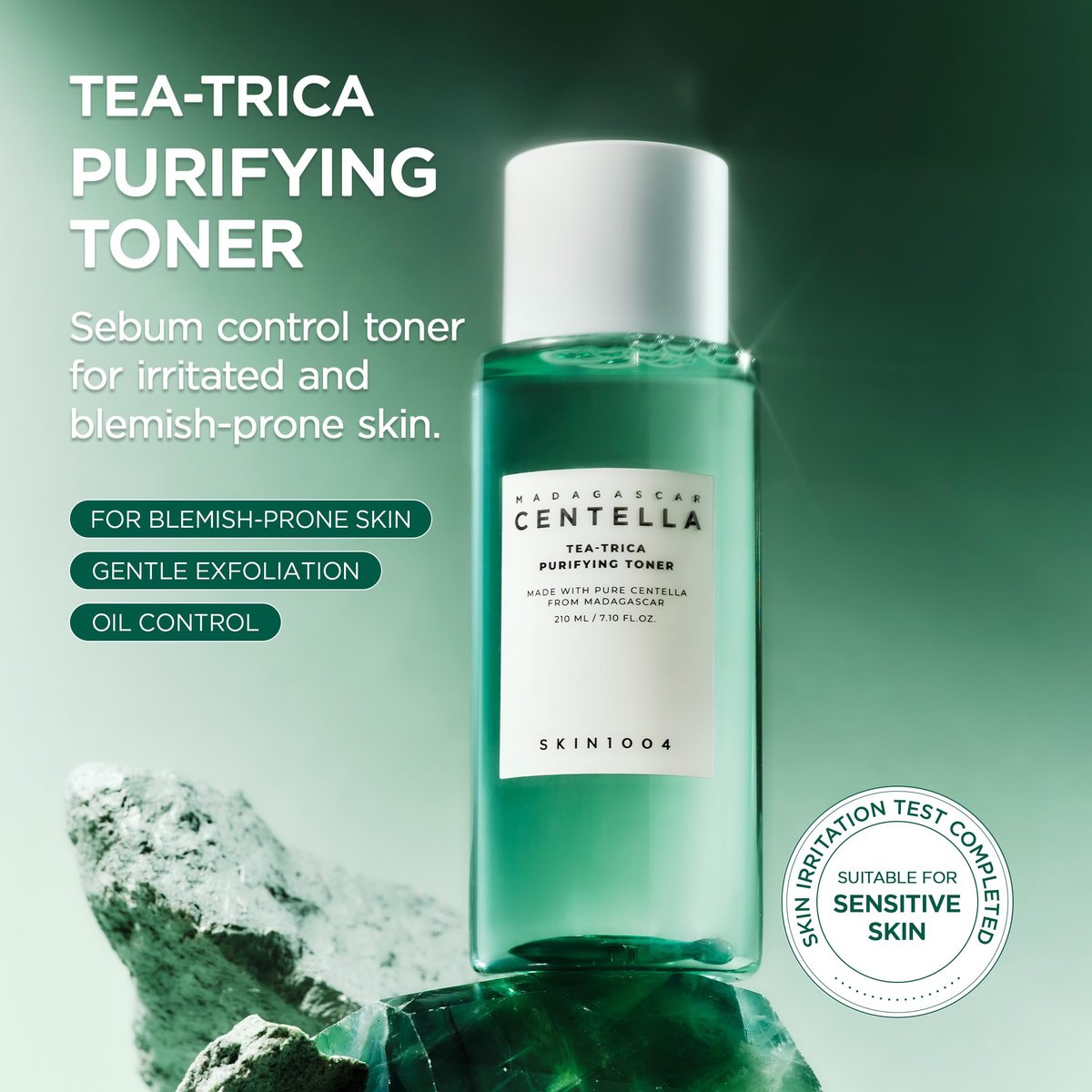 SKIN1004 Tea-Trica Purifying Toner - Korean Toner with Tea Tree & BHA, Centella for Oil Balance & Hydration, Lightweight Astringent, 210ml Avelisse