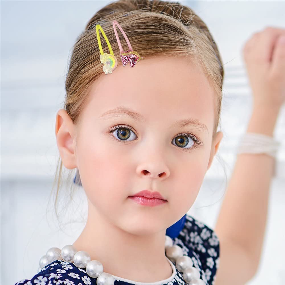 Wingchold Butterfly Snap Hair Clips - Rainbow No Slip Sparkly Unicorn Hair Accessories for Girls, Toddlers, Kids - Colorful Rabbit Barrette for Party Birthday Gift (8 Pack) Avelisse
