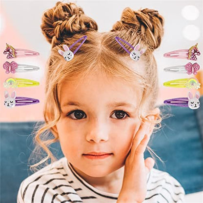 Wingchold Butterfly Snap Hair Clips - Rainbow No Slip Sparkly Unicorn Hair Accessories for Girls, Toddlers, Kids - Colorful Rabbit Barrette for Party Birthday Gift (8 Pack) Avelisse