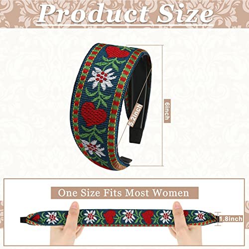 Geosar 9 Pack Boho Embroidery Headband for Women - Bohemia Floral Handmade Wide Headbands Vintage Ethnic Style Hair Bands Turban for Girls Hair Accessories, 9 Styles Avelisse