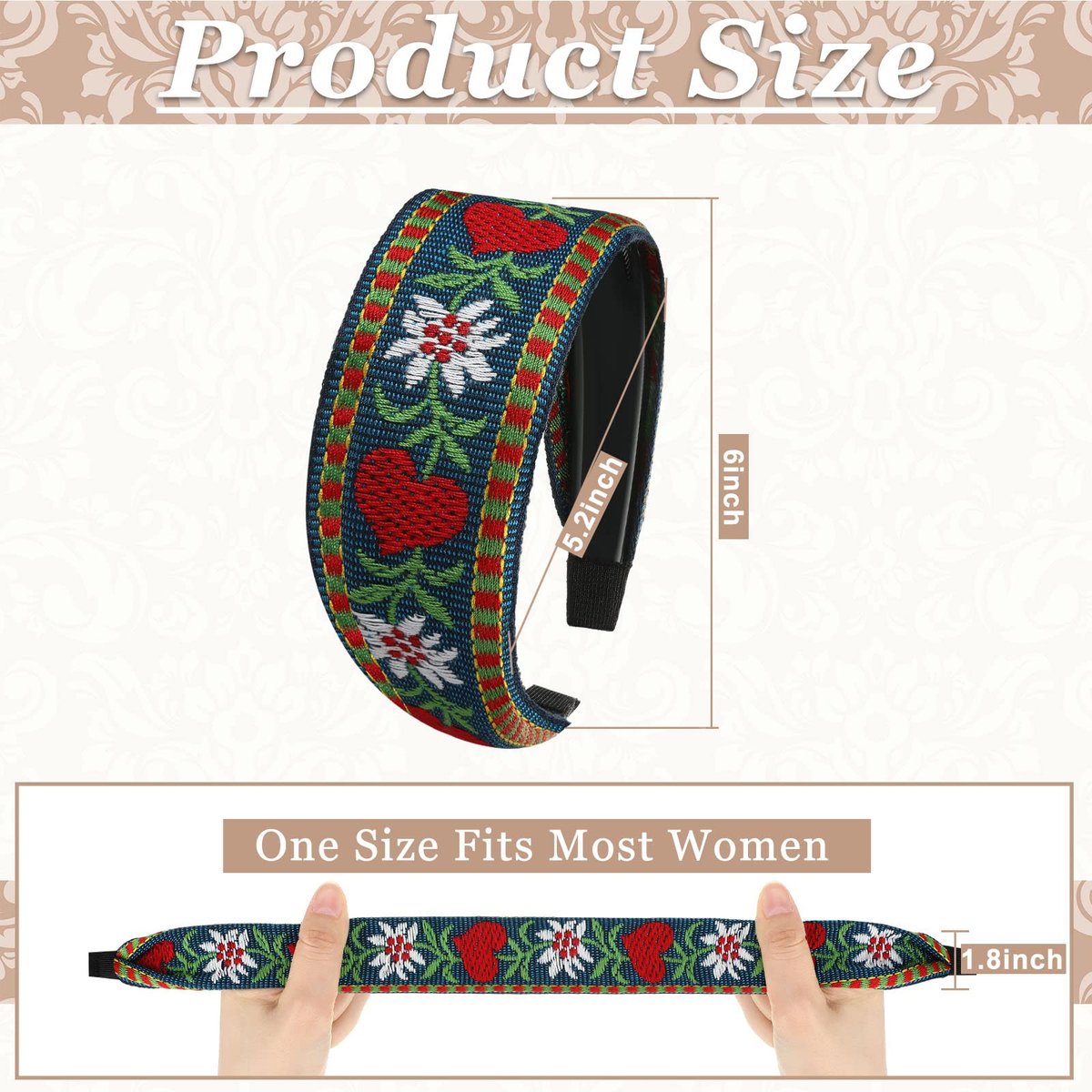 Geosar 9 Pack Boho Embroidery Headband for Women - Bohemia Floral Handmade Wide Headbands Vintage Ethnic Style Hair Bands Turban for Girls Hair Accessories, 9 Styles Avelisse