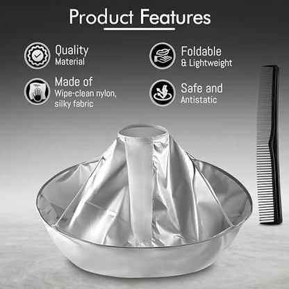 Professional Hair Cutting Cape – Adjustable Nylon Salon Barber Cape for Men & Women (Silver Gray)