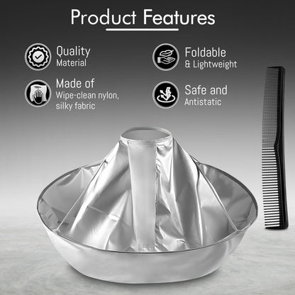 Professional Hair Cutting Cape – Adjustable Nylon Salon Barber Cape for Men & Women (Silver Gray)