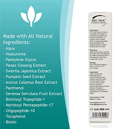 FEG Max Eyebrow Enhancer Growth Treatment Serum - Non-Irritating Brow Serum for Lengthening and Thickening Eyebrows (0.2 Fl Oz) - görsel 12