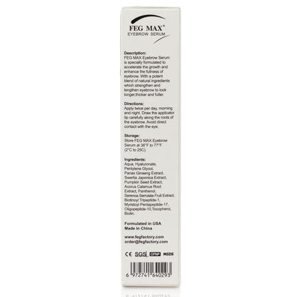 FEG Max Eyebrow Enhancer Growth Treatment Serum - Non-Irritating Brow Serum for Lengthening and Thickening Eyebrows (0.2 Fl Oz)