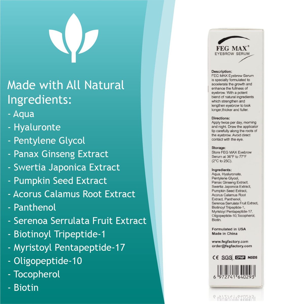 FEG Max Eyebrow Enhancer Growth Treatment Serum - Non-Irritating Brow Serum for Lengthening and Thickening Eyebrows (0.2 Fl Oz) - görsel 11