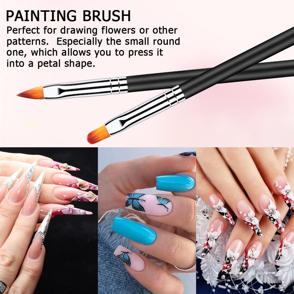 Lofuanna Nail Art Brush Set - 6pcs Double Ended Fine Nail Liner Brush, Dotting Pen & Builder Gel Brush for DIY Manicure - görsel 9