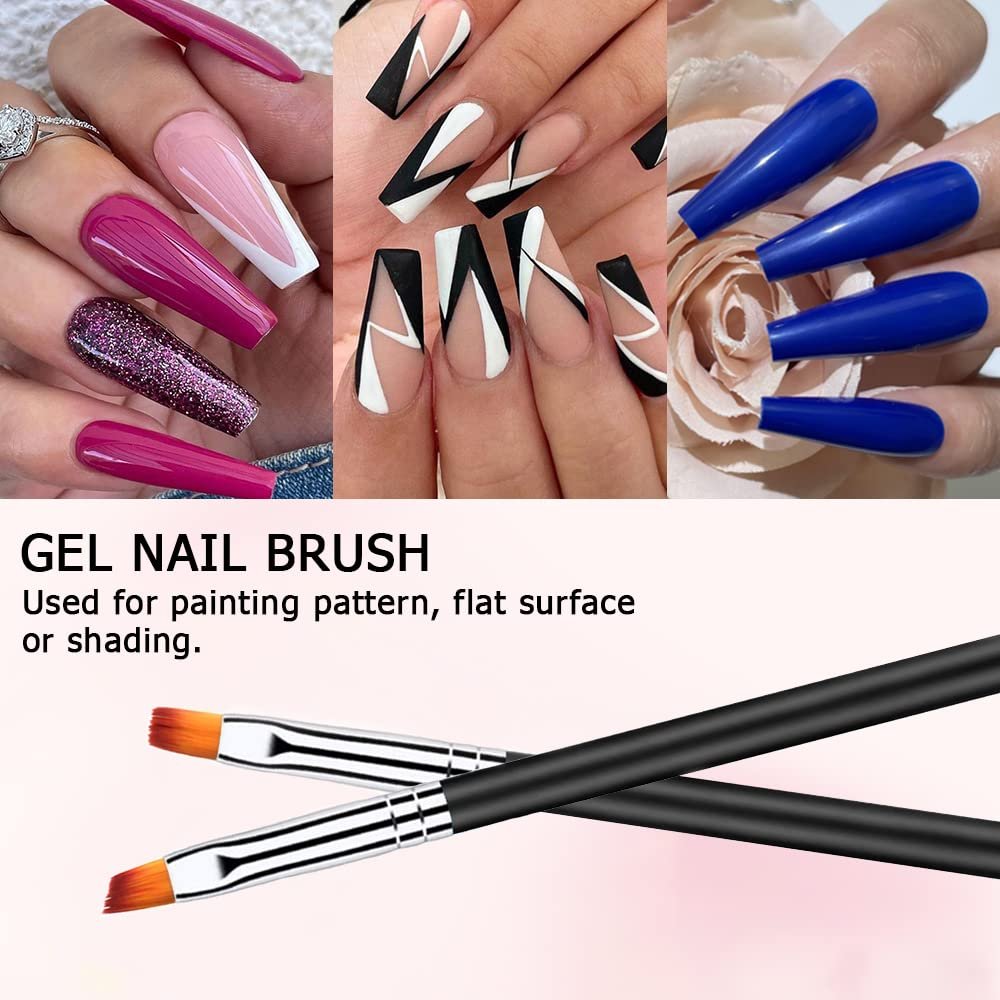 Lofuanna Nail Art Brush Set - 6pcs Double Ended Fine Nail Liner Brush, Dotting Pen & Builder Gel Brush for DIY Manicure - görsel 5