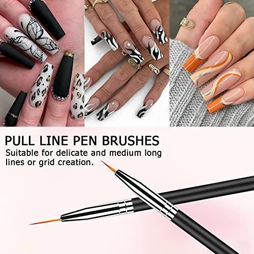 Lofuanna Nail Art Brush Set - 6pcs Double Ended Fine Nail Liner Brush, Dotting Pen & Builder Gel Brush for DIY Manicure - görsel 8