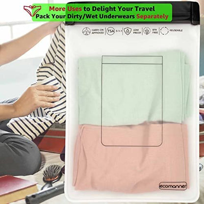 ECOMANNER 4 Pack TSA Approved Toiletry Bag Leak Proof Zipper Free, Clear Quart Size for Travel Carry-On (2 Small and 2 Large Size) Avelisse