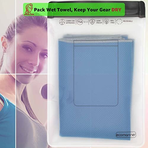 ECOMANNER 4 Pack TSA Approved Toiletry Bag Leak Proof Zipper Free, Clear Quart Size for Travel Carry-On (2 Small and 2 Large Size) Avelisse