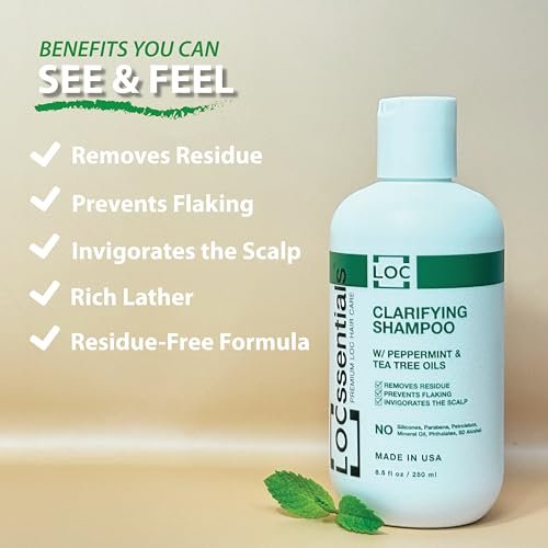 LOCssentials Clarifying Shampoo for Locs – Professional Loc Shampoo with Peppermint & Tea Tree Oil, 8.5 fl oz Avelisse