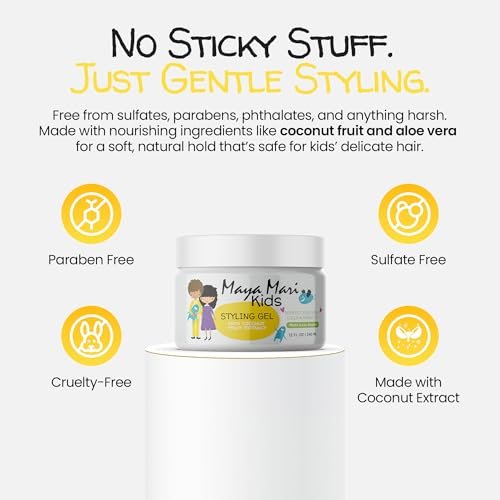 MAYA MARI Kids Hair Styling Gel with Coconut Fruit Extract - Safe & Gentle Baby Hair Gel for Toddlers, Sulfate-Free, 12 oz Avelisse
