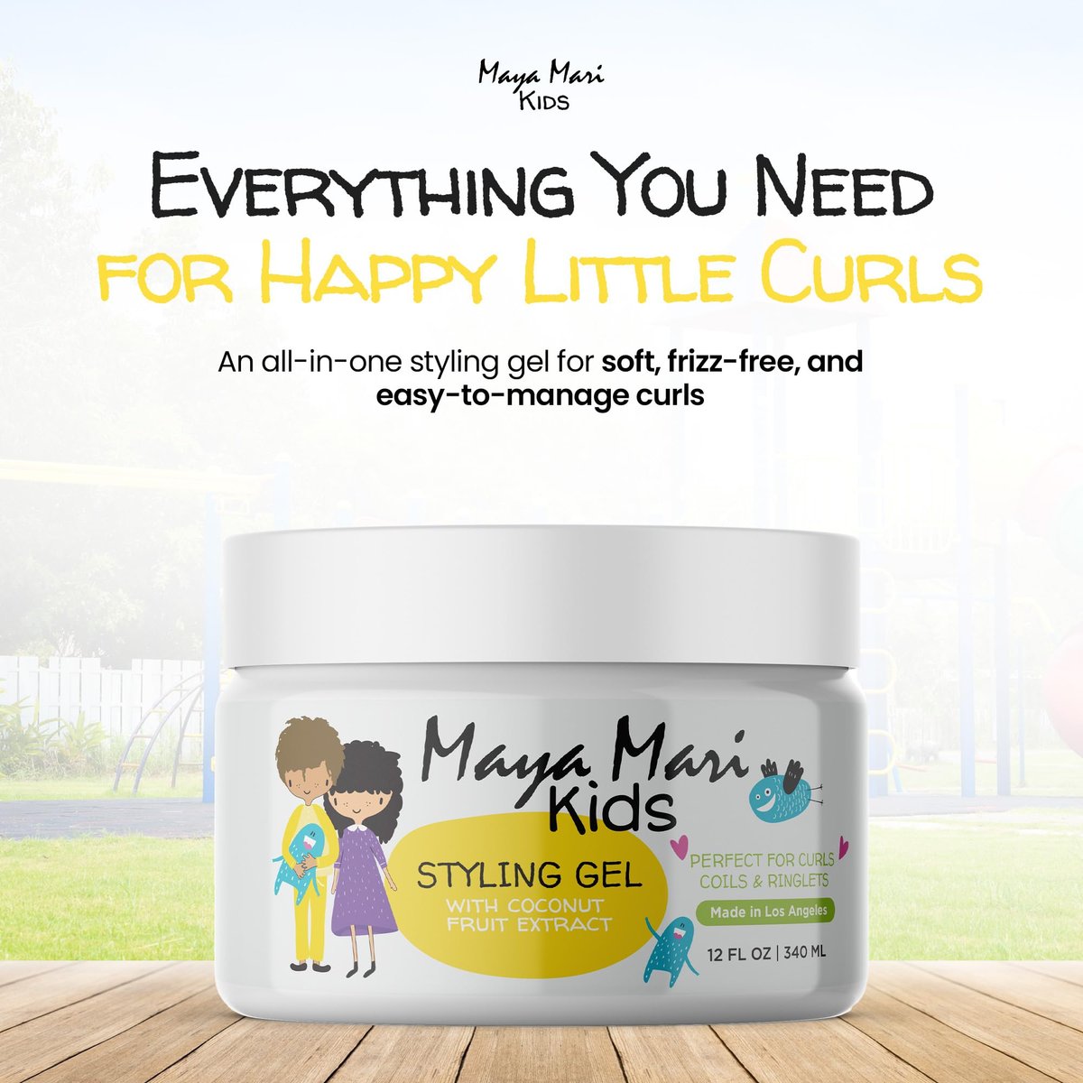 MAYA MARI Kids Hair Styling Gel with Coconut Fruit Extract - Safe & Gentle Baby Hair Gel for Toddlers, Sulfate-Free, 12 oz Avelisse