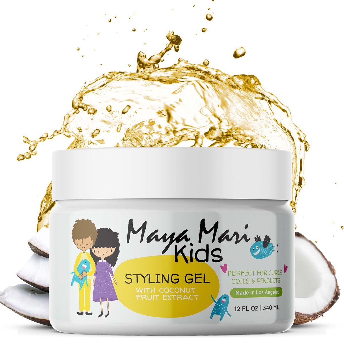 MAYA MARI Kids Hair Styling Gel with Coconut Fruit Extract - Safe & Gentle Baby Hair Gel for Toddlers, Sulfate-Free, 12 oz Avelisse