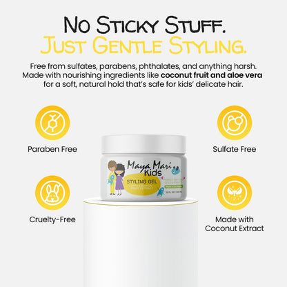 MAYA MARI Kids Hair Styling Gel with Coconut Fruit Extract - Safe & Gentle Baby Hair Gel for Toddlers, Sulfate-Free, 12 oz Avelisse
