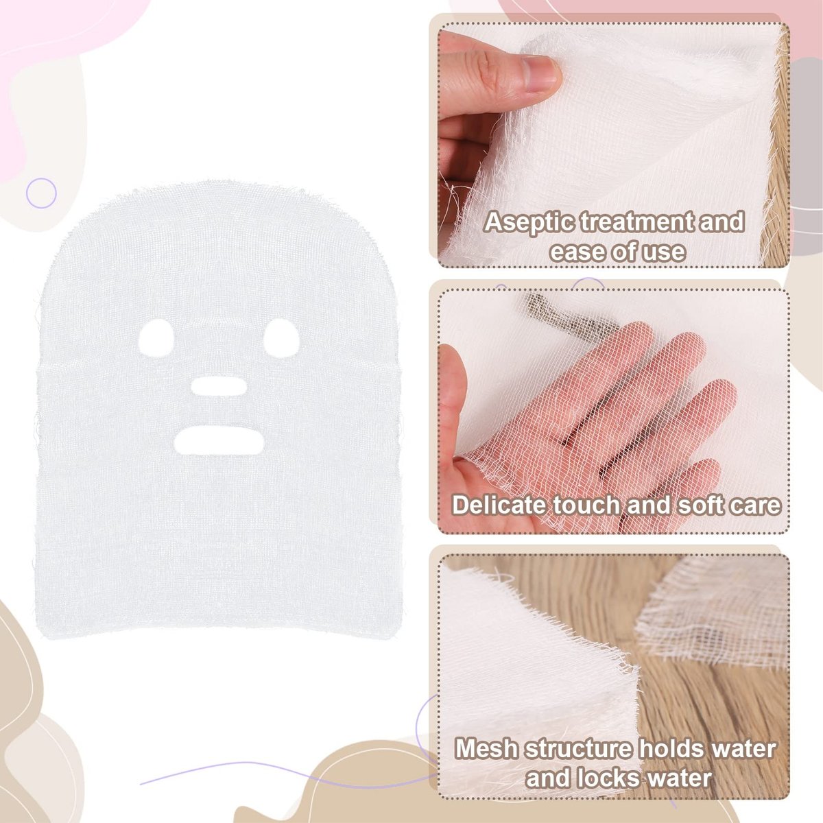 100 Sheets Pre-cut Gauze Facial Cotton Beauty Gauze Skin Care Face – Soft High Frequency Face Pads for Women, Spa, Salon - görsel 4