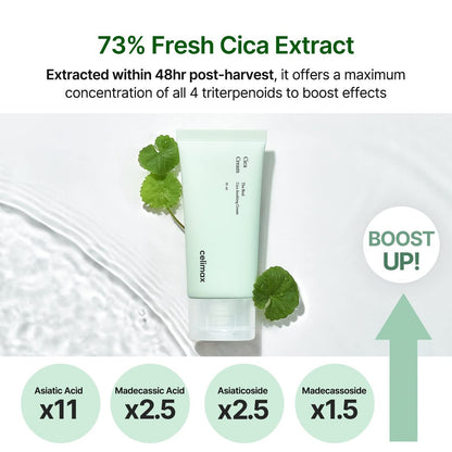 celimax The Real Cica Soothing Cream - Oil-Free Hydrating Gel Moisturizer for Dry, Oily, Combination & Sensitive Skin | Fresh Cica Extract, Lightweight, Calming, 50ml Avelisse