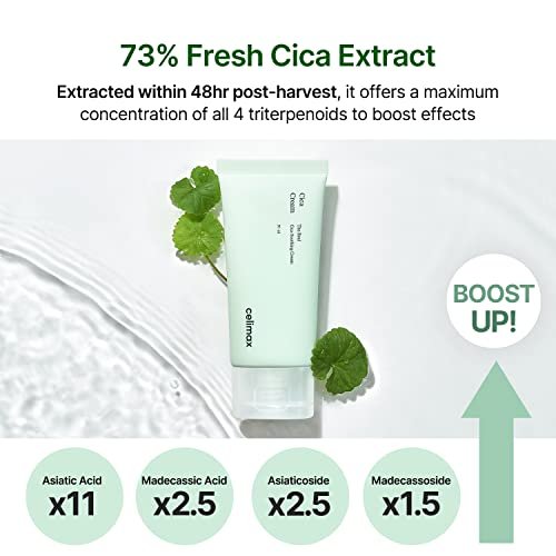 celimax The Real Cica Soothing Cream - Oil-Free Hydrating Gel Moisturizer for Dry, Oily, Combination & Sensitive Skin | Fresh Cica Extract, Lightweight, Calming, 50ml Avelisse